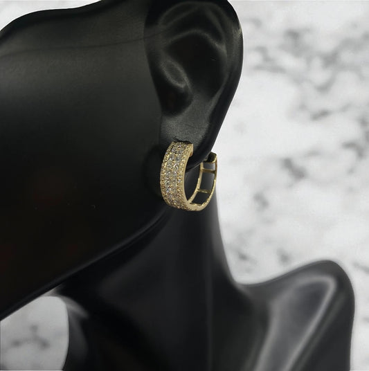 14K Yellow Gold Diamond Luxury Hoop Earrings 1.02Ct / 2.7gr