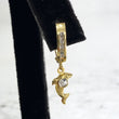 14K Yellow Gold Diamond Dolphin Hoop Earrings 0.54Ct / 1.8gr