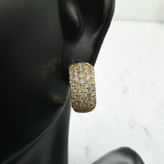 14K Yellow Gold Diamond Fashion Hoop Earrings 1.55Ct / 3.9gr