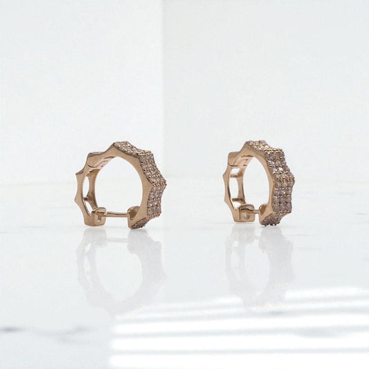 14K Yellow Gold Diamond Luxury Hoop Earrings 0.95Ct / 3gr