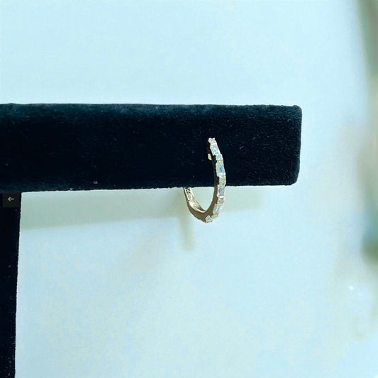 14K Yellow Gold Diamond Luxury Hoop Earrings 0.24Ct Dia / 1.65gr