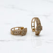 14K Yellow Gold Diamond Flower Luxury Hoop Earrings 0.48Ct / 1.8gr