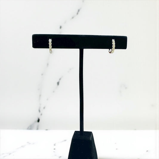 14K White Gold Diamond Luxury Hoop Earrings 0.85Ct Dia / 2.37gr