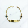 14K Yellow Gold Baby Name Evil Eye Id Paper Clip Bracelet / 2.8gr / 2mm / 6in