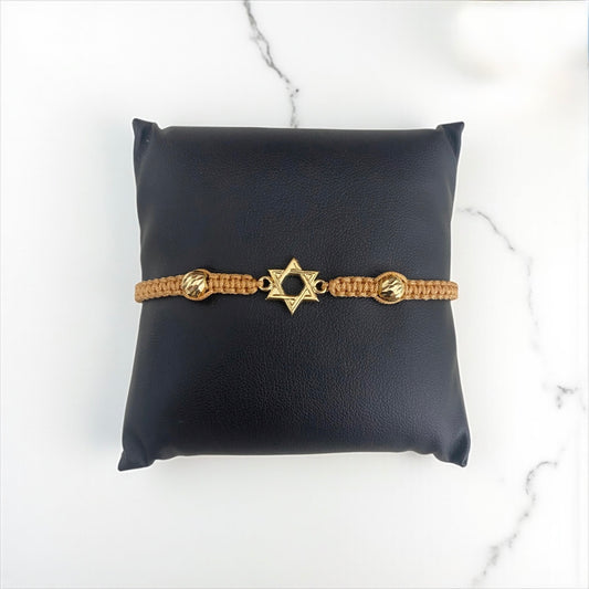 18K Yellow Gold Tejido David'S Star Bracelet Adjustable / 1.15gr