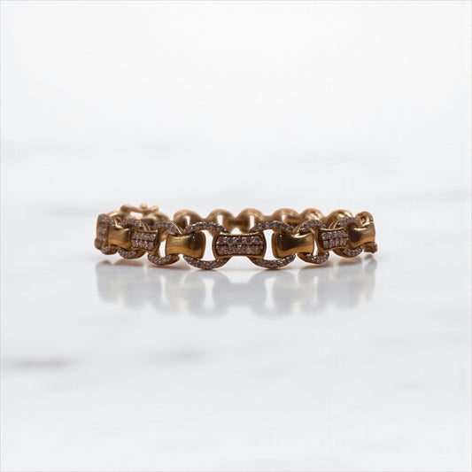 10K Yellow Gold Diamond Luxury Bracelet 2Ct / 12.1gr / 7.8mm / 7in