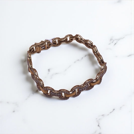 10K Yellow Gold Diamond Luxury Bracelet 2Ct / 12.1gr / 7.8mm / 7in