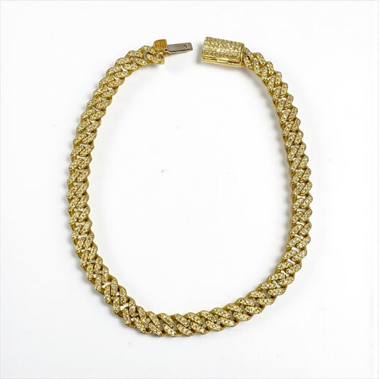 10K Yellow Gold Cuban Link Bustdown Bracelet 1.53Ct Dia / 14.1gr / 5.6mm / 8in