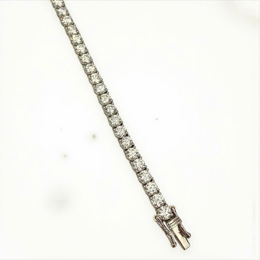 14K White Gold Diamond Tennis Bracelet 10.25Ct Dia Lab Vs / 12.18gr / 4.4mm / 7in
