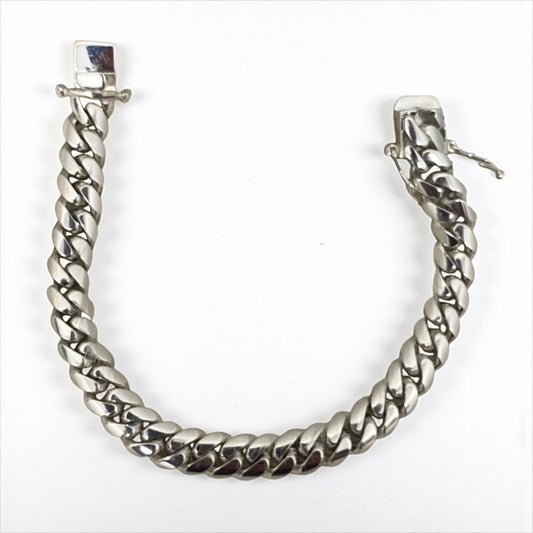 Silver Cuban Links Bracelet / 61.73gr / 10.2mm / 9in