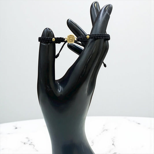 18K Yellow Gold Tejida Letter F Bracelet Adjustable / 0.42gr