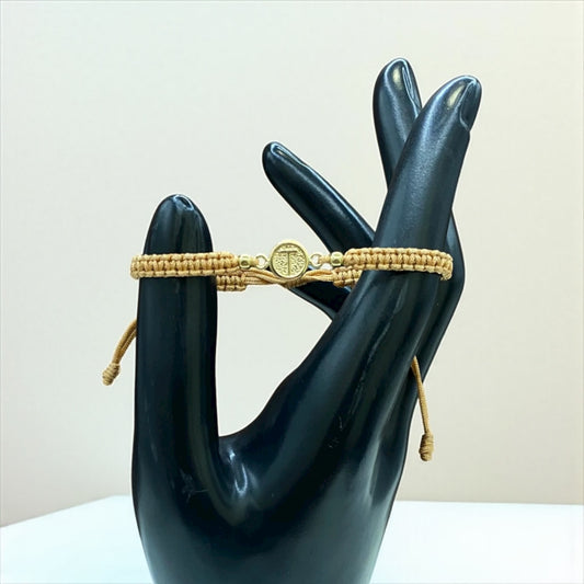 18K Yellow Gold Tejida Letter T Bracelet Adjustable / 0.42gr