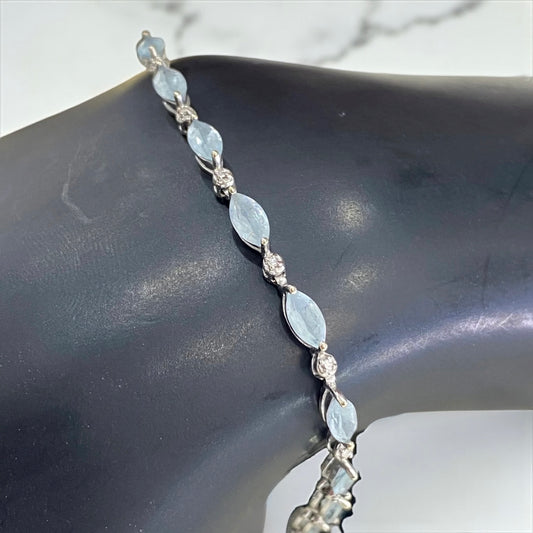 14K White Gold Fashion Bracelet With Diamond / 4.1gr / 3mm / 7in