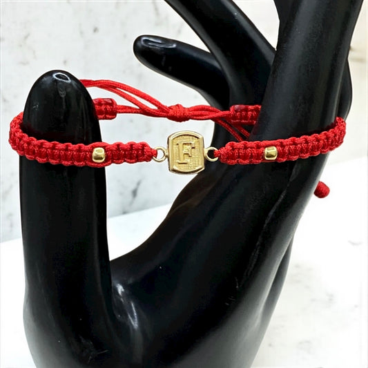 18K Yellow Gold Tejida Letter F Bracelet Adjustable / 0.42gr