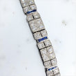 Platinum White Gold Luxury Bracelet With Diamond/Sapphire / 26.1gr / 6.1mm / 6.5in