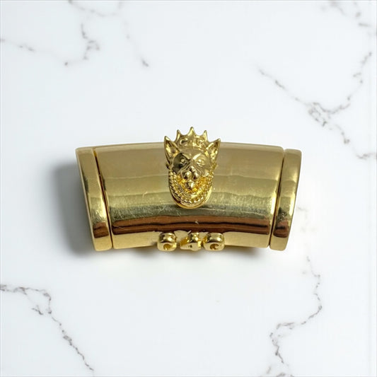 10K Yellow Gold Plain Sleek Lock With Panther / 15gr / 15mm / 1.1in