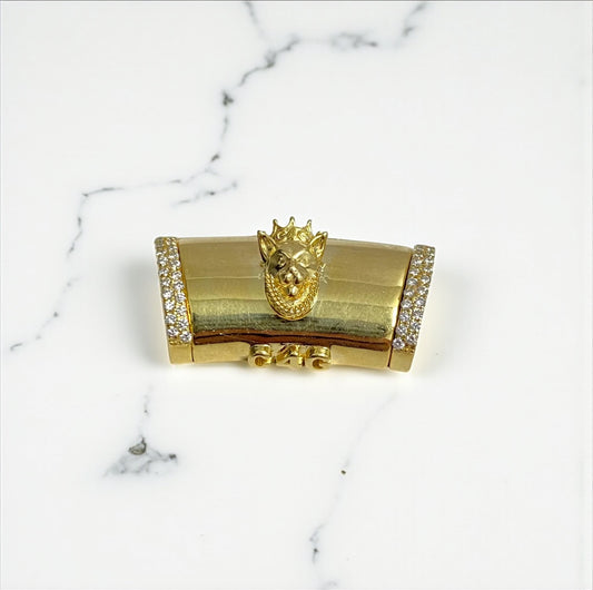 10K Yellow Gold Diamond On The Size Sleek Lock With Panther / 6gr / 11.5mm / 0.8in