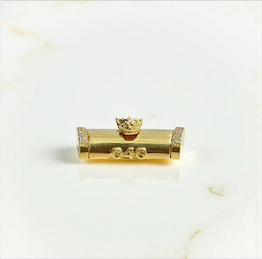 10K Yellow Gold Diamond On The Size Sleek Lock With Panther / 6gr / 11.5mm / 0.8in
