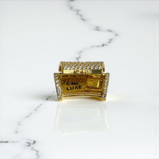 10K Yellow Gold Diamond Sleek Lock Ct Dia / 20.6gr / 17mm / 1.3in