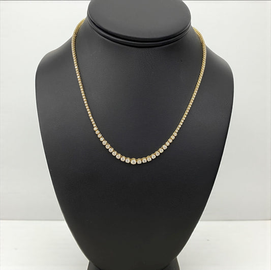 14K Yellow Gold Diamond Tennis Chain 3.05Ct Dia / 14gr / 2.2mm / 16in