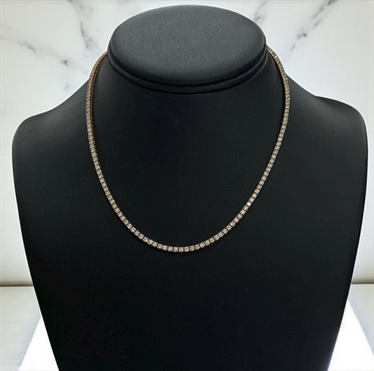 14K Rose Gold Tennis Chain 6.17Ct Dia / 14.4gr / 2.5mm / 16in