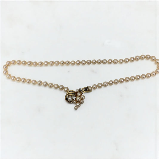 Silver Yellow Pearls Chain / 33.4gr / 6.9mm / 18in