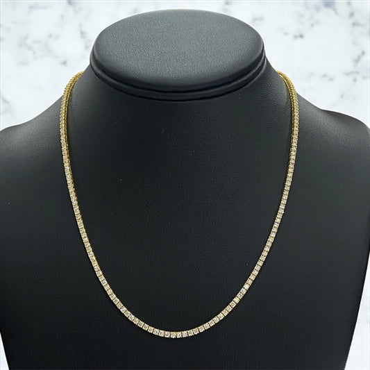 14K Yellow Gold Tennis Chain 6.84Ct / 15.8gr / 2.5mm / 18in