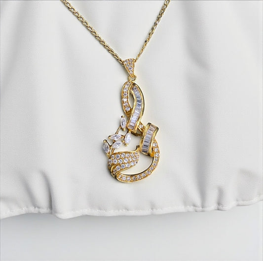 22K Yellow Gold Symbol Of Music/Flower Pendant With Zirconia / 5.2gr