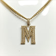Letter M Pendant 14K Yellow Gold With Diamond / 8.4gr