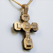 Cross Pendant 14K Yellow Gold With Diamond Baguette 3.11Ct Dia / 13.9gr