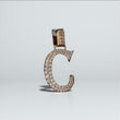 Letter C Pendant 14K Yellow Gold With Diamond / 3.2gr