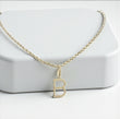 Letter B Pendant 10K White Gold With Diamond / 2.5gr