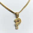 Letter P Pendant 14K Yellow Gold With Diamond / 5.7gr