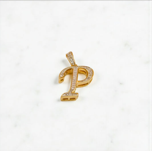 10K Yellow Gold Diamond Letter P Pendant / 2gr