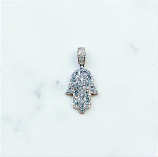 10K White Gold Hand Diamond Pendant 1.86Ct / 7.2gr