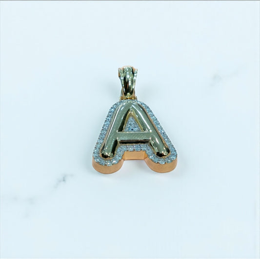 10K Yellow Gold Letter A Pendant With Diamond 0.57Ct / 5.6gr