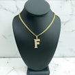 14K Yellow Gold Diamond Letter F Pendant 1.87Ct Dia / 5.3gr