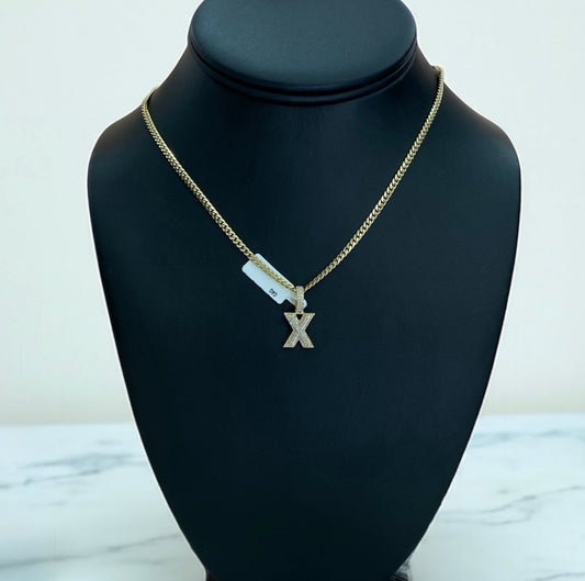 10K Yellow Gold Letter X Pendant With Diamond 0.25 / 1.5gr