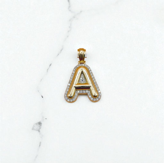 10K Yellow Gold Letter A  Pendant With Diamond 0.57Ct / 5.7gr