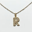 Letter R Pendant 10K Yellow Gold With Diamond / 4.3gr