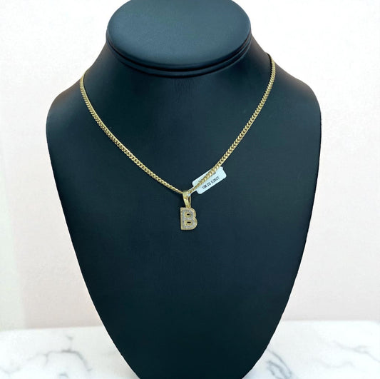 10K Yellow Gold Diamond Letter B Pendant / 2gr