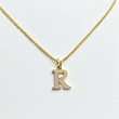 Letter R Pendant 10K Yellow Gold With Diamond / 1.4gr