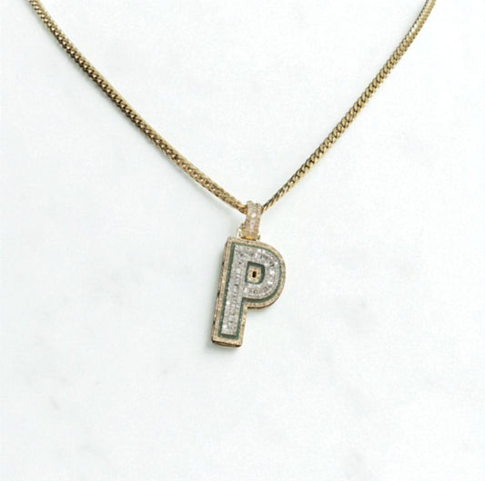 10K Yellow Gold Letter P Pendant With Diamond 0.77Ct / 5.3gr