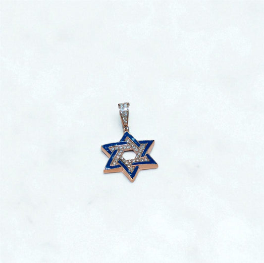 14K Rose Gold Star Of David Pendant With Diamond 0.55Ct / 5gr