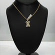 10K Yellow Gold Letter X Pendant With Diamond 0.58Ct / 4.9gr