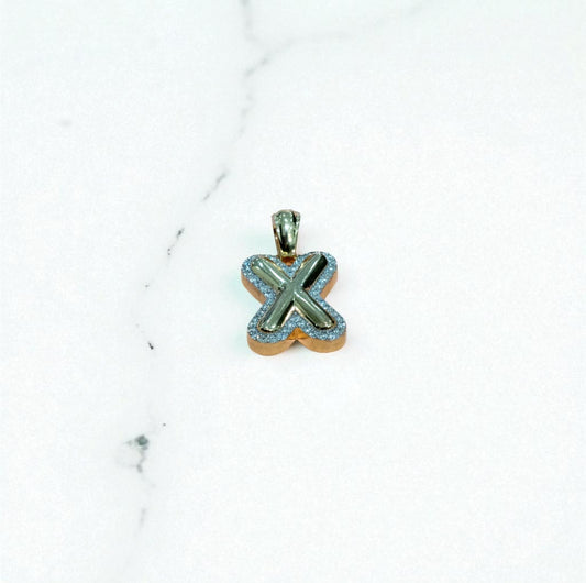 10K Yellow Gold Letter X Pendant With Diamond 0.58Ct / 4.9gr