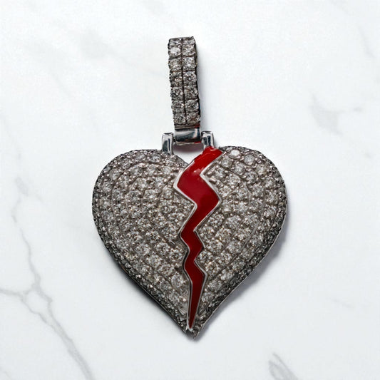 Broken Heart Pendant 14K White Gold With Diamond  2,64ct / 8.6gr