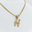 Letter H Pendant 14K Yellow Gold With Diamond / 10.7gr