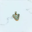 10K Yellow Gold Letter V Pendant With Diamond 0.59Ct / 4.9gr