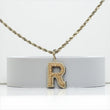 Letter R Pendant 14K Rose-White Gold With Diamond / 2.3gr